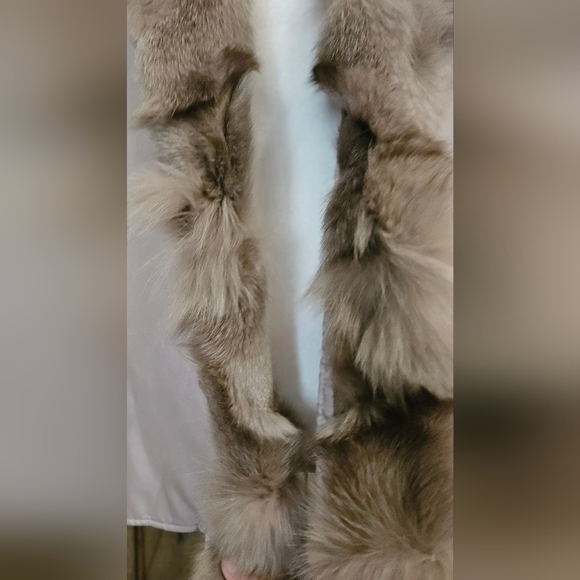 ON & ON Real Fox Fur Trim Sheen Pale Pink Winter Jacket. Size S/M - Picture 13 of 16